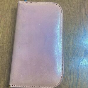 Vintage pink genuine leather grooming kit